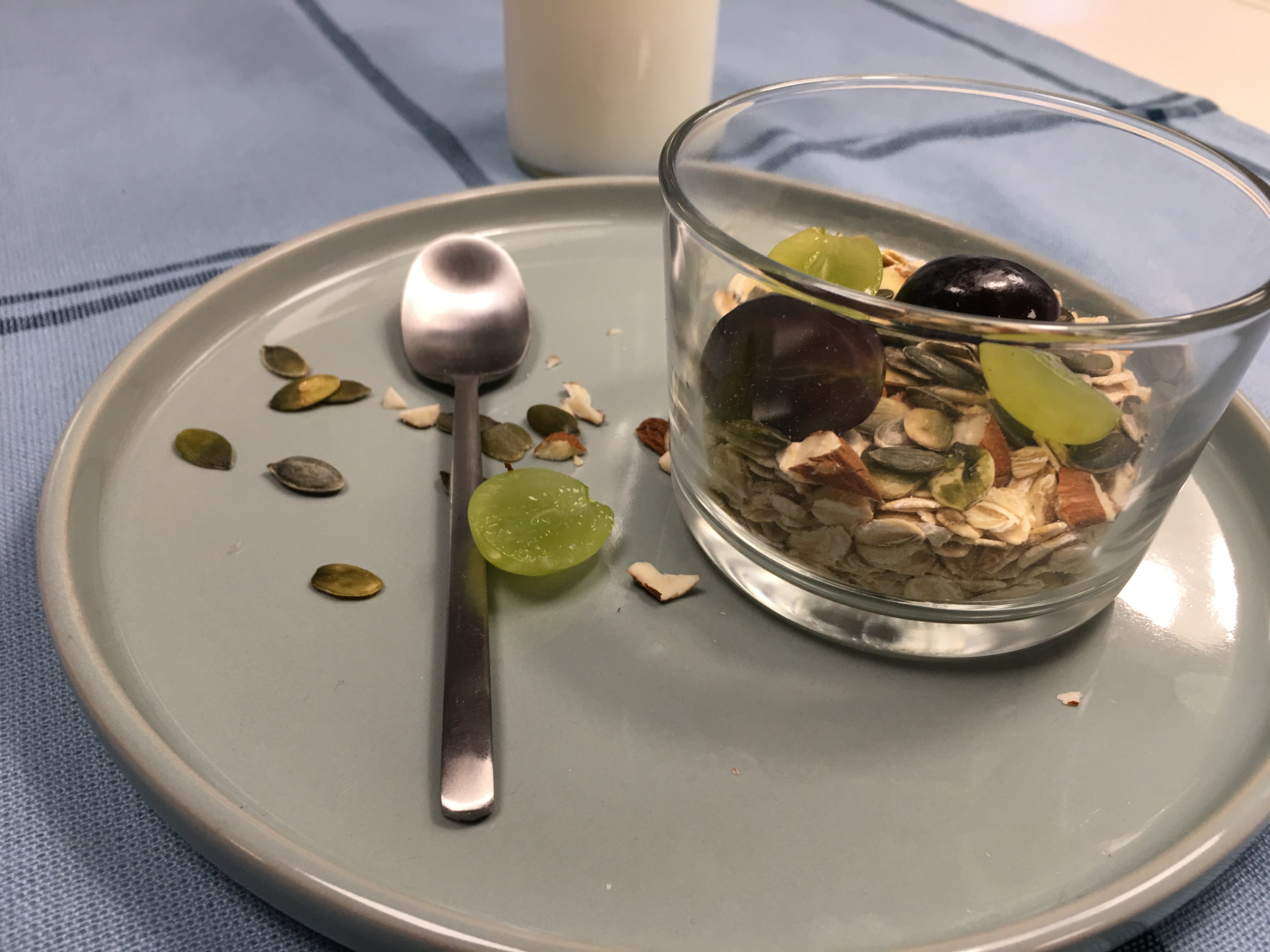 Yoghurt med müsli och vindruvor