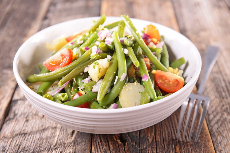 Salade met sperziebonen en aardappel