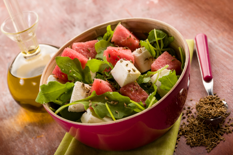 Vattenmelonsallad med fänkålsdressing