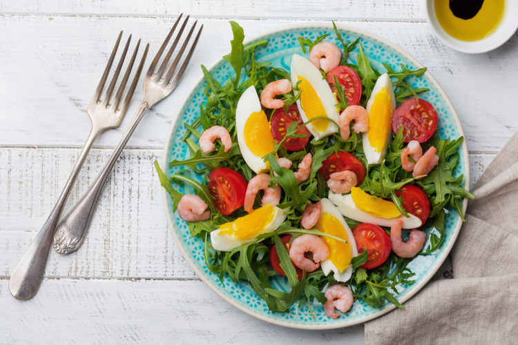 Garnalen salade met soja dressing